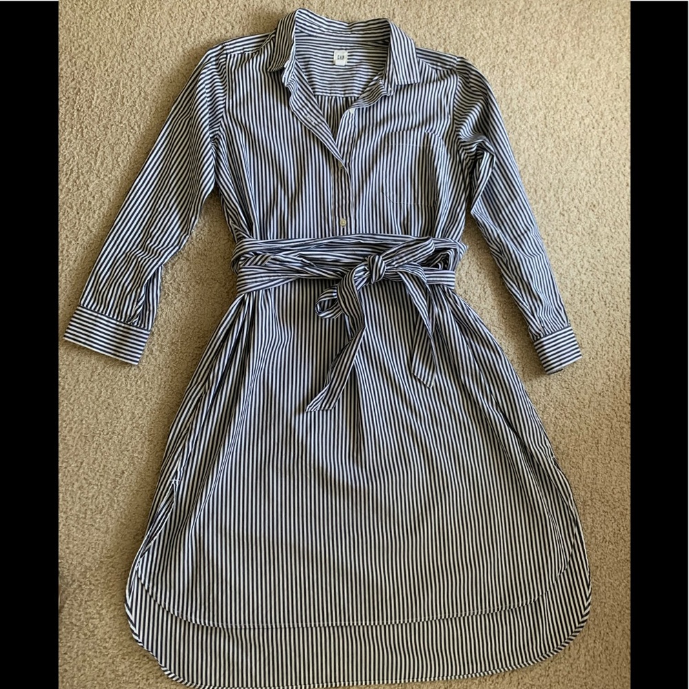 GAP Blue and White Striped Shirt Dress